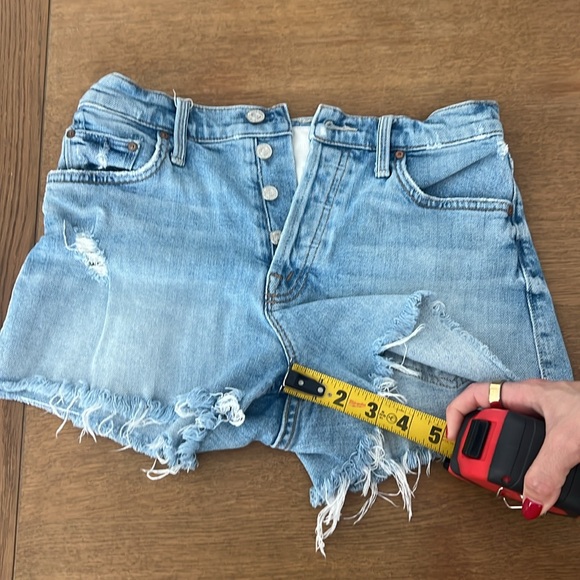 MOTHER Light Blue Distressed Jean Shorts - Picture 7 of 7